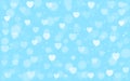 Vector Abstract Hearts, Sparkles and Bokeh in Light Blue Background Royalty Free Stock Photo