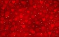 Vector Abstract Blurry Hearts, Sparkles and Bokeh in Red Background