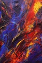 Abstract background of acrylic paint in blue, orange, red and yellow tones Royalty Free Stock Photo