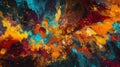 Abstract background of acrylic paint in blue, orange and yellow tones Royalty Free Stock Photo