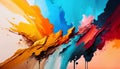 Abstract background of acrylic paint splashes in blue, orange and yellow colors Royalty Free Stock Photo