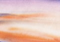 Abstract background. Alligoric landscape. Sky sea mountains. Smooth wavy lines. Gradient from lilac to red. Hand-drawn watercolor Royalty Free Stock Photo