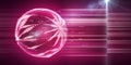 Abstract background of analysis spherical array data. Glowing sphere with shine effects. Quantum computing concept. Big data.