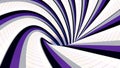Abstract background with animated hypnotic tunnel of colorful stripes, seamless loop. Animation. Endless rotating funnel