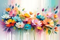 Abstract Background with an Array of Flowers - Blurring into Vibrant Color Splashes, Foreground in Shadow