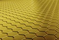 Abstract background array of gold shinny n-gons. 3d render