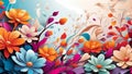 Abstract Background Art with Flowers. Floral Abstraction for Background. Artistic Flower Infusion in Abstract Backdrop.