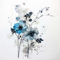 Abstract background art, a watercolor painting of blue flowers. Generative Ai Royalty Free Stock Photo