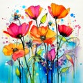 Abstract background art, a watercolor painting of flowers. Generative Ai Royalty Free Stock Photo