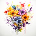 Abstract background art, a watercolor painting of flowers on white background. Generative Ai Royalty Free Stock Photo