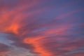 Abstract background of beautiful evening blue sunset sky with orange and pink clouds Royalty Free Stock Photo