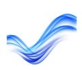 Wavy abstract background blue waves on white background