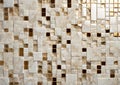 Abstract background with beige and gold marble square mosaic. Beige gold square mosaic background Royalty Free Stock Photo