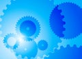 Abstract background with big and small gears blue color