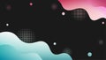 Vector Abstract Fluid Style Background with Pink and Teal Gradient Wavy Lines, Circles and Halftone Dots in Black Background Royalty Free Stock Photo