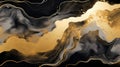 Abstract background, Black and Gold background. Ink abstract background. Procreate style.