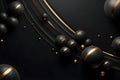 Abstract Background with Black and Golden 3D Spheres Balls Disrupted. Generative AI Royalty Free Stock Photo