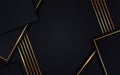 Abstract background black paper with stacked gold lines depicting luxury