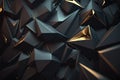 Abstract background, black shiny triangles. AI generative