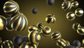 Abstract background black spheres on a darck background 3d render Royalty Free Stock Photo