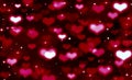 Bright festive background of red, white and pink hearts, black,red,blurred bokeh background, lots of hearts,romance, love, holiday Royalty Free Stock Photo