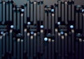 Abstract background with black square pipes and shiny metal ball