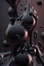 Abstract background, black stretching liquid balls. Vertical background. AI generative