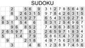 Abstract background of a black and white game sudoku pattern with its solution