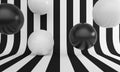 Abstract background with black and white line and balloons. 3d rendering