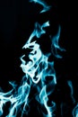 Abstract background of blue flame fire on black background Royalty Free Stock Photo