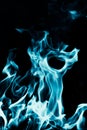 Abstract background of blue flame fire on black background Royalty Free Stock Photo