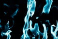 Abstract background of blue flame fire on black background Royalty Free Stock Photo