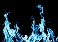 Abstract background of blue flame fire on black background Royalty Free Stock Photo