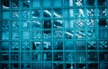 Abstract background of blue glass squares