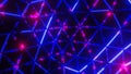 abstract background from blue glowing broken mesh with red highlights. 3d render