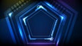 background of Blue glowing hexagon star technology sci fi frame hud ui Royalty Free Stock Photo