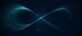 Abstract background with blue glowing lines in infinity pattern. Abstract futuristic technology concept. Vector illustration Royalty Free Stock Photo