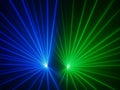 Abstract background with blue and green laser beams. Royalty Free Stock Photo