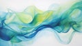 Abstract background with blue and green smoky waves. illustration. Generative AI