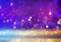 Glimmering Abstract Background: Silver, Purple, Blue, and Gold Sparkling Lights Royalty Free Stock Photo