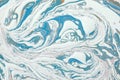 Marbled blue abstract background. Liquid marble pattern. Marbling acrylic texture. Royalty Free Stock Photo