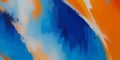 Abstract background of blue and orange oil paint strokes on canvas texture. Generative AI Royalty Free Stock Photo