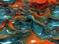 abstract background of blue and orange paint in water Royalty Free Stock Photo