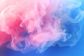 Abstract background of blue and pink smoke. Glowing color steam wallpaper, cloud and fog. Trendy design. Generative Ai