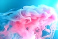 Abstract background of blue and pink smoke. Glowing color steam wallpaper, cloud and fog. Trendy design. Generative Ai