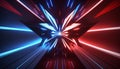 Abstract background with blue and red neon lights. 3d rendering.