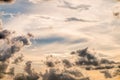Abstract background, blue sky with dark cumulonimbus clouds.