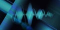 Abstract background with blue sound wave lines on dark. Technologyl audio concept. For music wave poster design Royalty Free Stock Photo