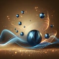 Abstract background with blue spheres and waves. Vector illustration.