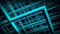 Abstract background with blue squares and blue frames on a dark background. Abstract blue grid background rendered in 3d